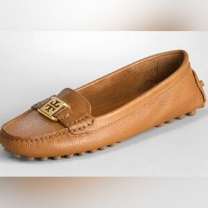 Tory Burch Kendrick Tan/Cognac Pebbled Leather Driving Shoes US 9